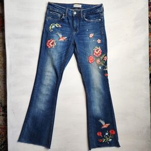 Zara Blue Embroidered Flare Jeans